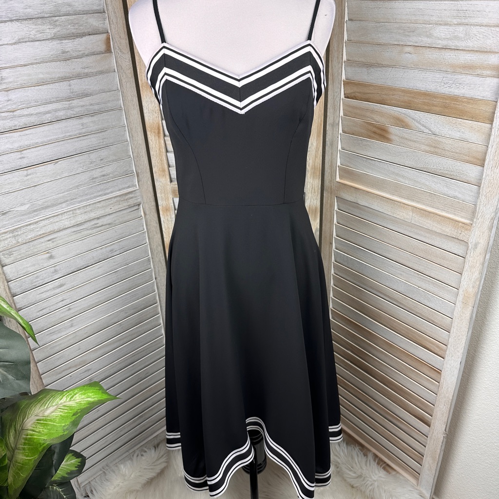 Nwt Ted Baker London Kahmen Strappy Black & White Midi Dress Size 2